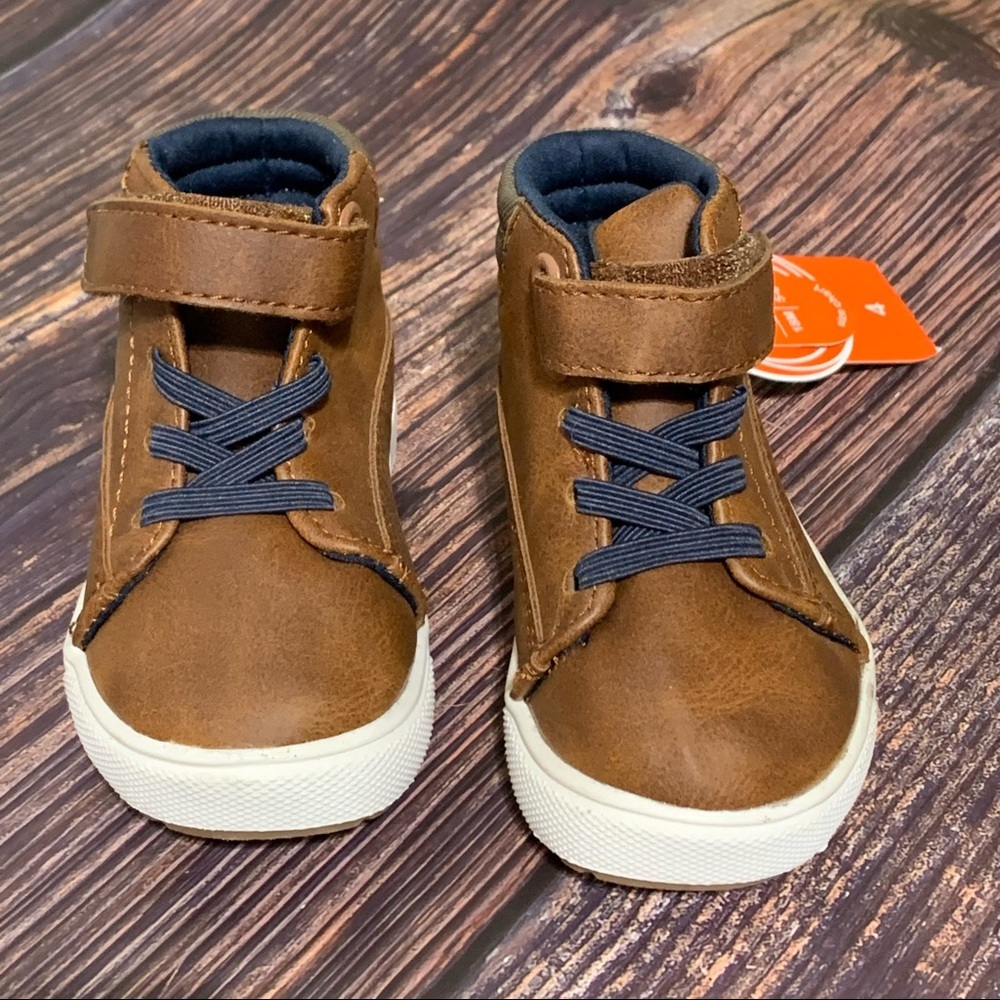 Wonder Nation Boys Casual Faux Leather High Top Sneakers